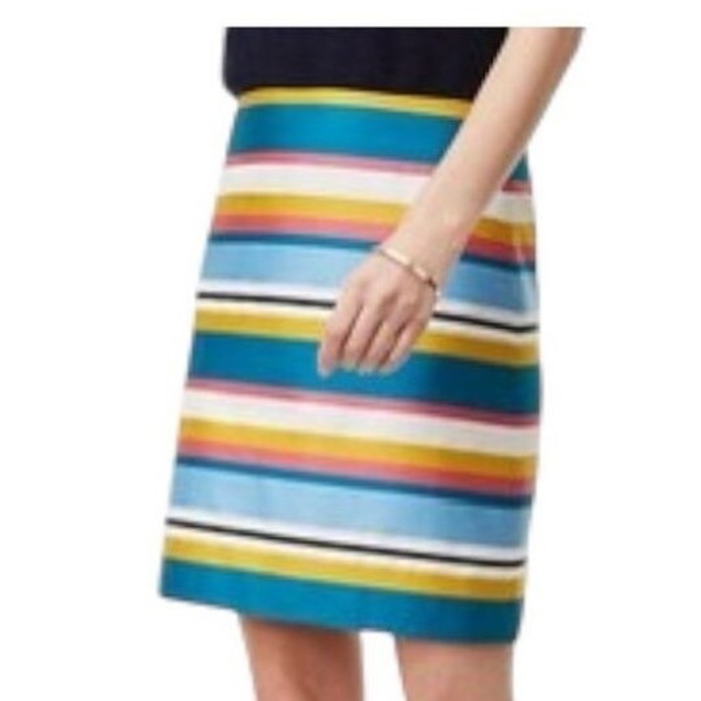 LOFT Women's Colorful Striped Pencil Skirt Size 4 Rainbow Summer Spring Preppy